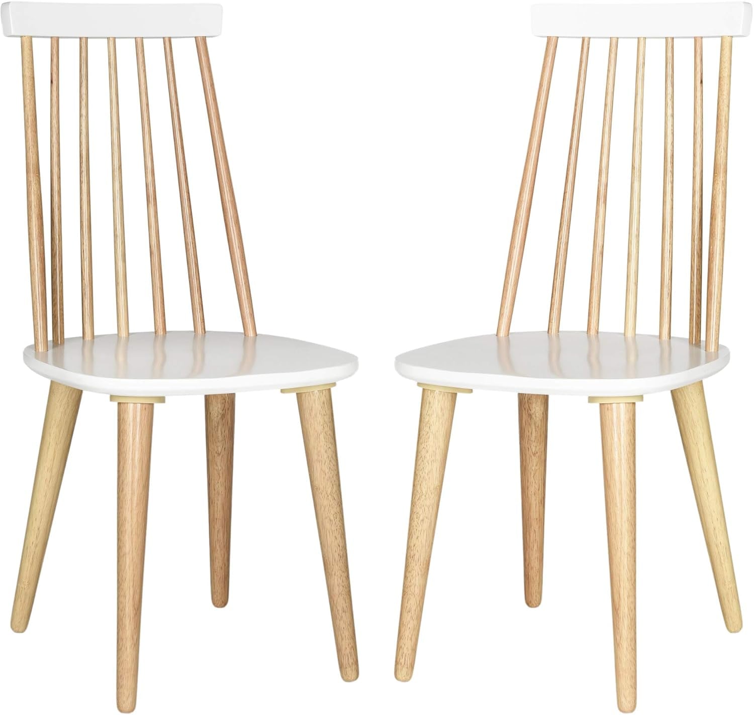 American Homes Collection Burris Country Farmhouse Natural and White Spindle Side Chair (Set of 2)-0