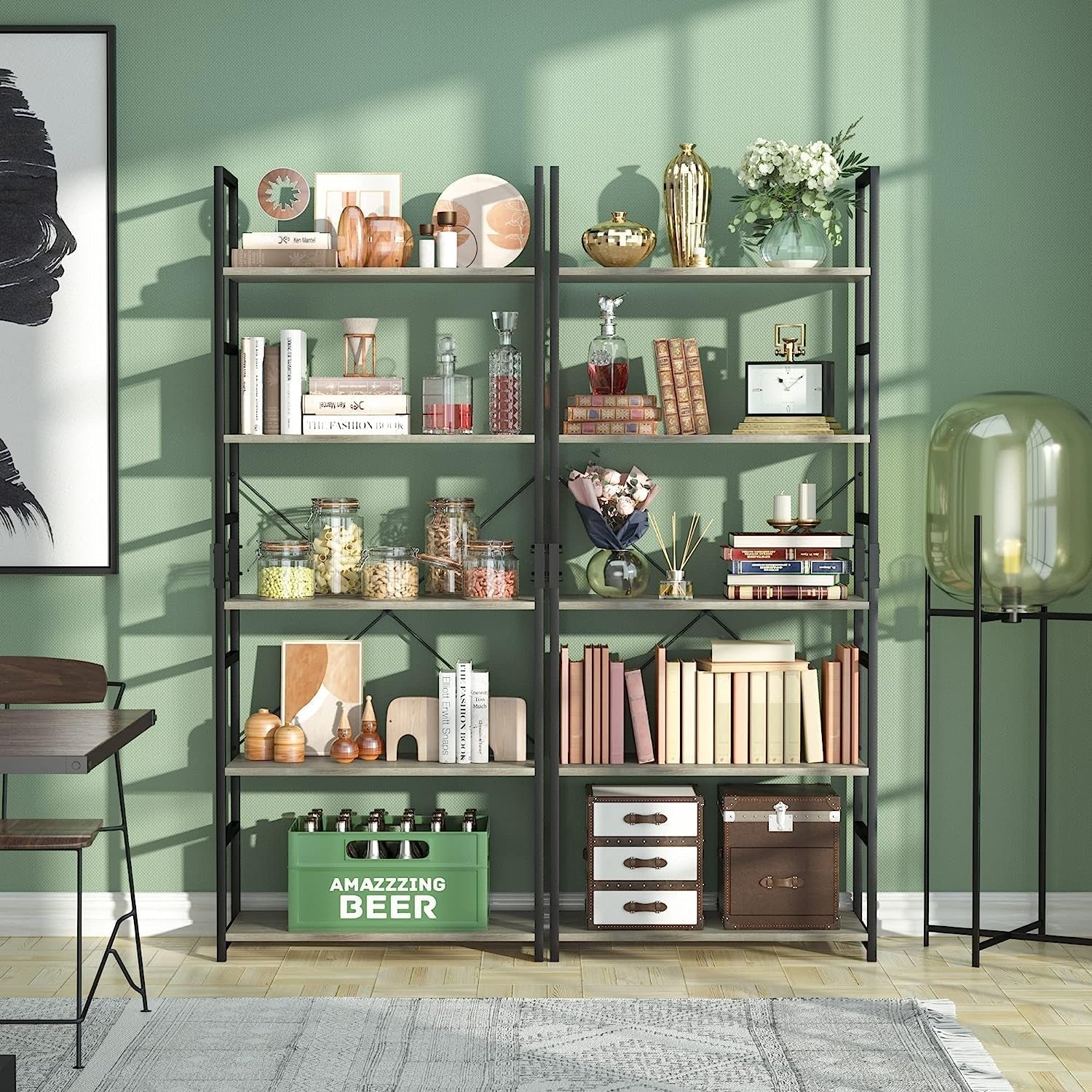 Modern Grey Bookshelf for Home Office and Living Room-0