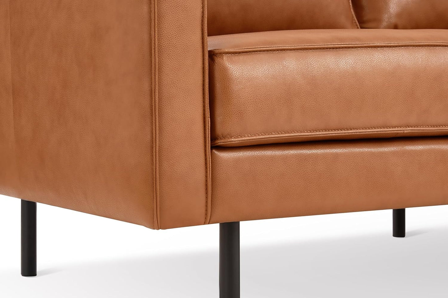 Valencia Varese 90” Cognac Tan Brown 3 Seater Full Leather Sofa - Italian Nappa Leather Modern Cloud Couch for Living Room/Apartment Furniture - Lounge Sofa with Removable Cushion-4