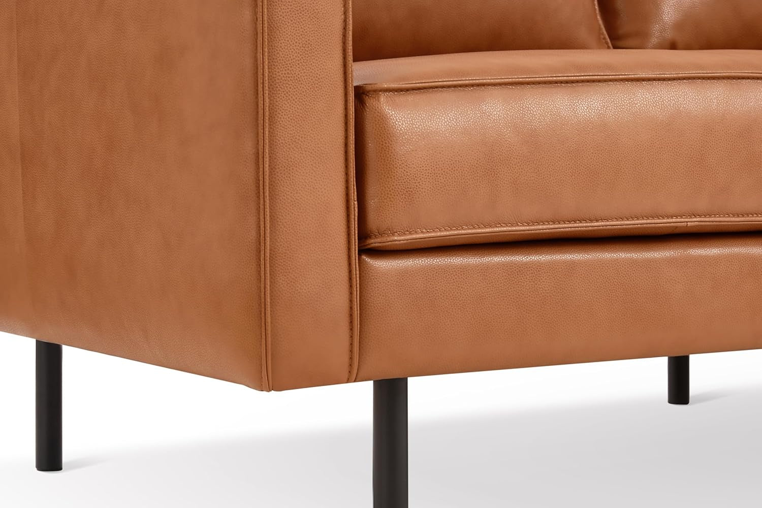 Valencia Varese 90” Cognac Tan Brown 3 Seater Full Leather Sofa - Italian Nappa Leather Modern Cloud Couch for Living Room/Apartment Furniture - Lounge Sofa with Removable Cushion-4