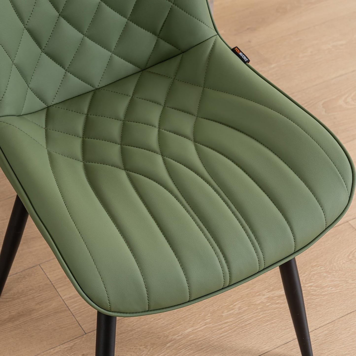 Dining Chairs Set of 2 Mid Century Modern Kitchen Chair Comfortable Upholstered Faux Leather Dinner Chairs for Kitchen Dining Room, Olive-3