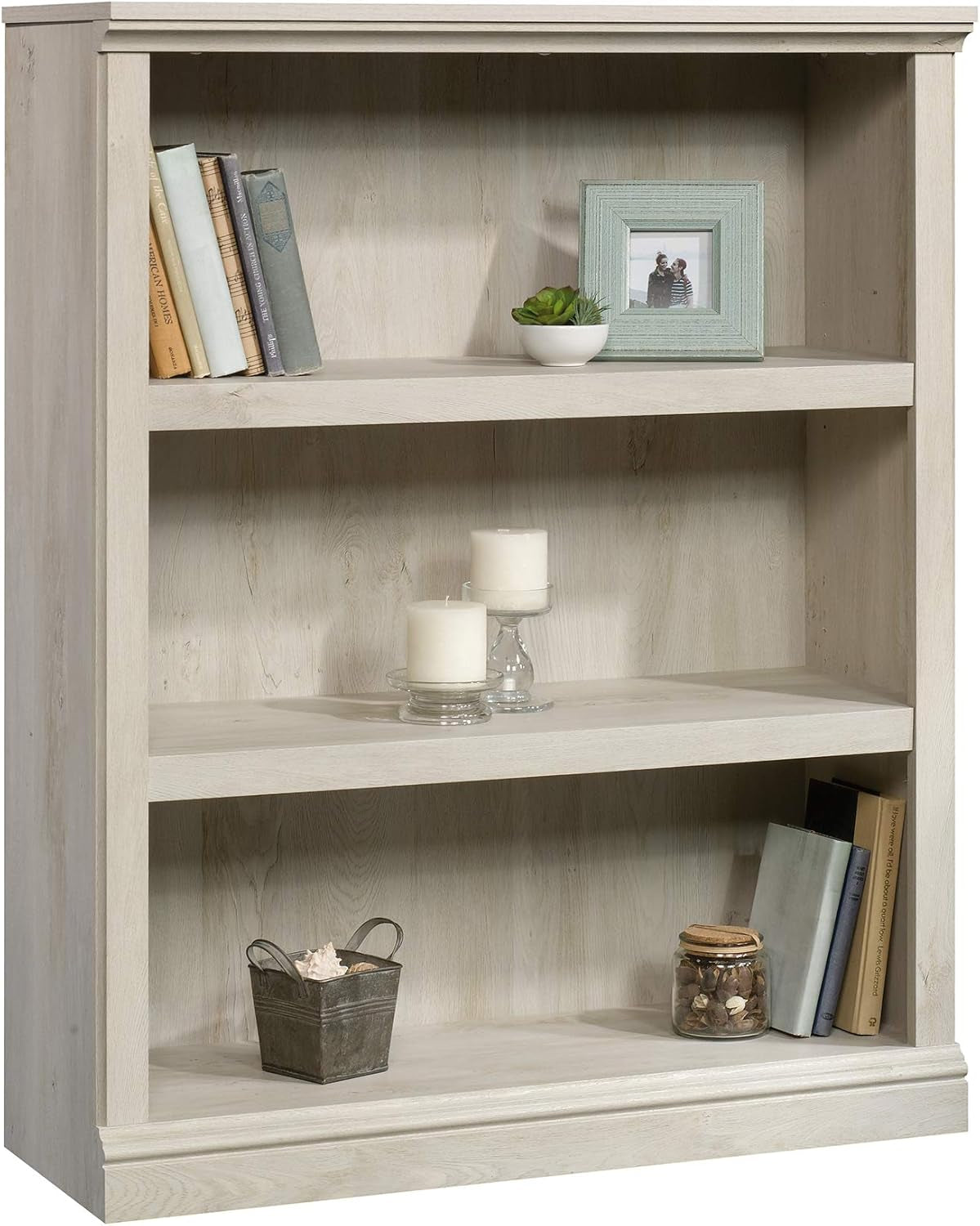 Miscellaneous Storage 3-Shelf Bookcase/ Book Shelf, Chalked Chestnut Finish-3
