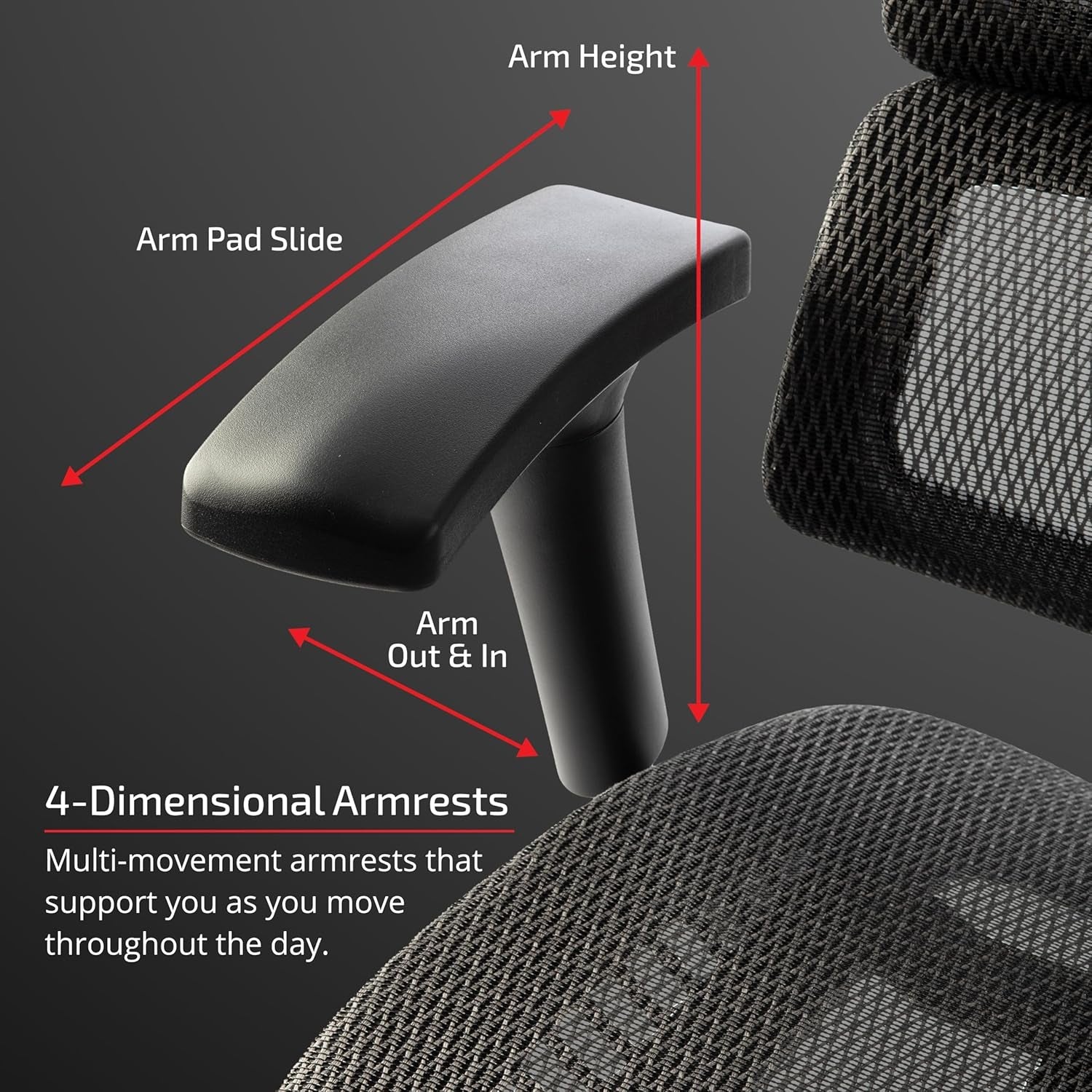 X1 High End Task Chair, Grey Flex Mesh with Headrest - Ergonomic Office Seat/Dynamic Variable Lumbar Support/Highly Adjustable/Relaxed Recline/Perfect for Office or Home Desk-3