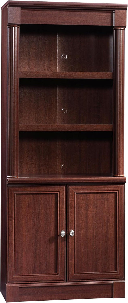 Palladia Book Shelf, Bookshelf with Storage, Library Bookcase with Doors and Adjustable Shelves, L: 29.37" X W: 13.90" X H: 71.85", Select Cherry-0