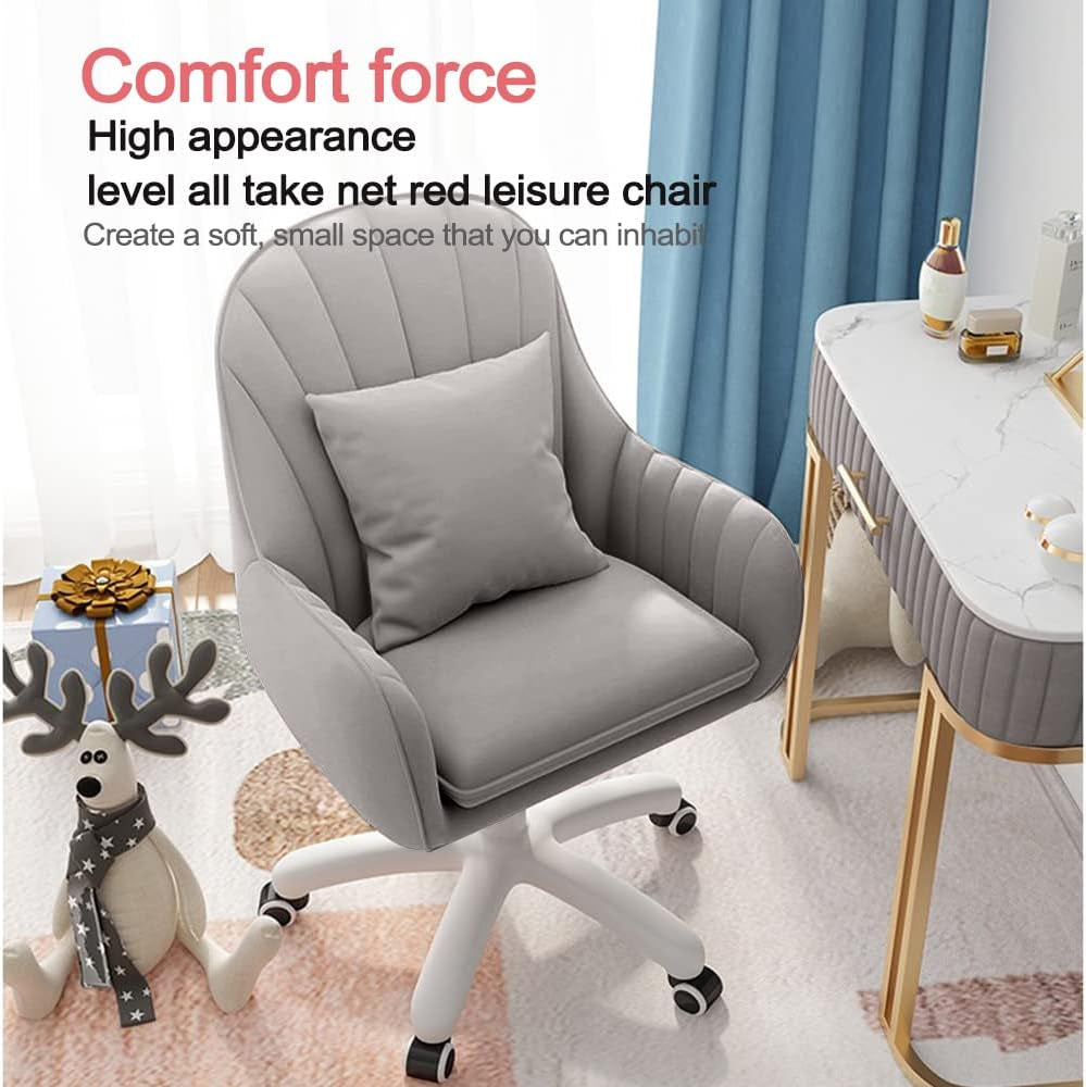 Home Office Chair Computer Chair with Mid-Back Upholstered Modern Tufted Computer Task Chair Swivel Height Adjustable Velvet Accent Chair-4