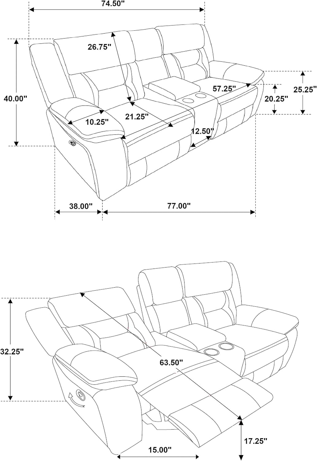 Taupe Recliner Loveseat - Greer rana-1