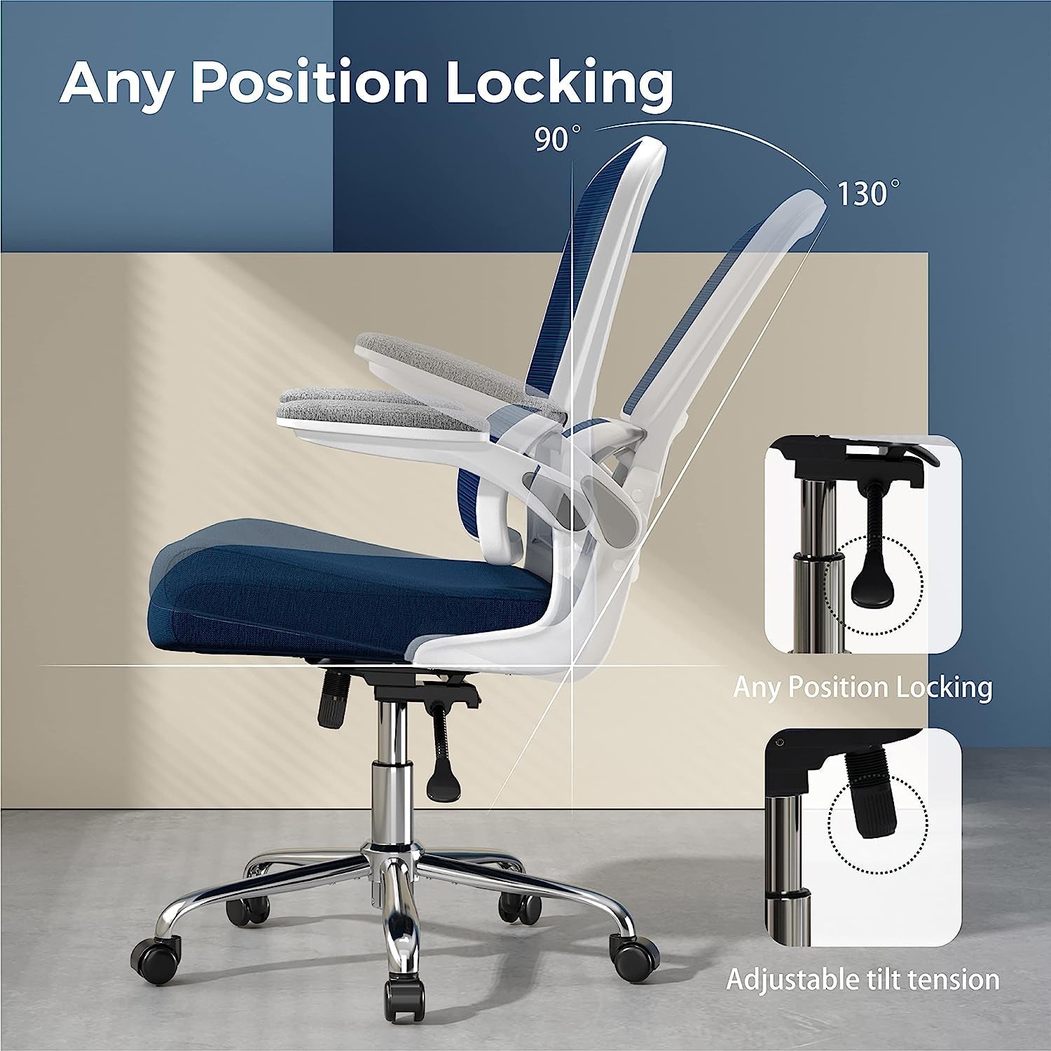 Comfortable Ergonomic Mesh Office Chair with Flip-Up Arms-3