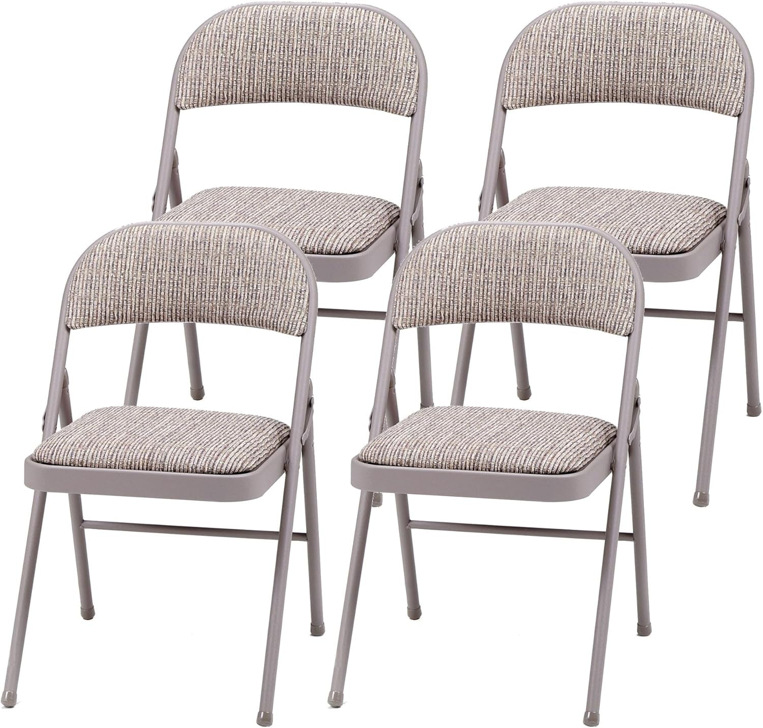 4 Pack Padded Folding Chairs, Fabric Foldable Card Table Chair, Chicory Lace-0