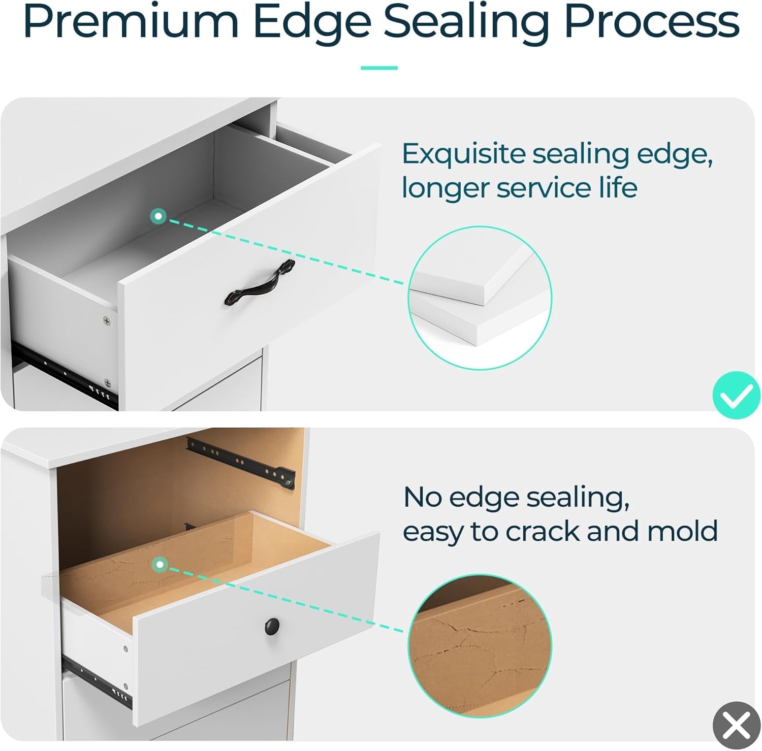 White 8-Drawer Dresser - Modern Bedroom Chest with Wide Drawers, Wood Storage Organizer for Bedroom or Living Room-2