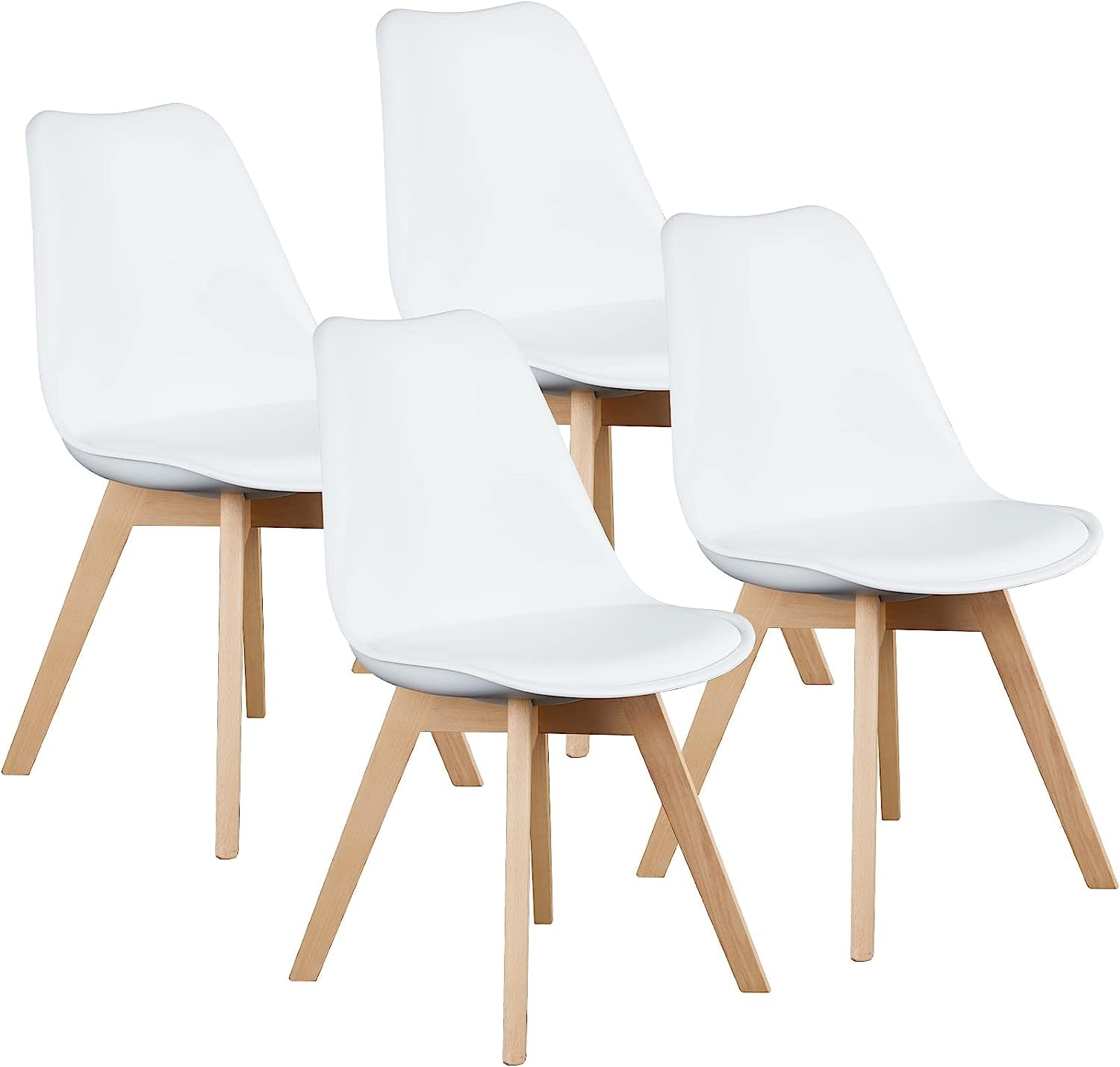 Mid-Century Modern PU Leather Dining Chairs, Set of 4-1