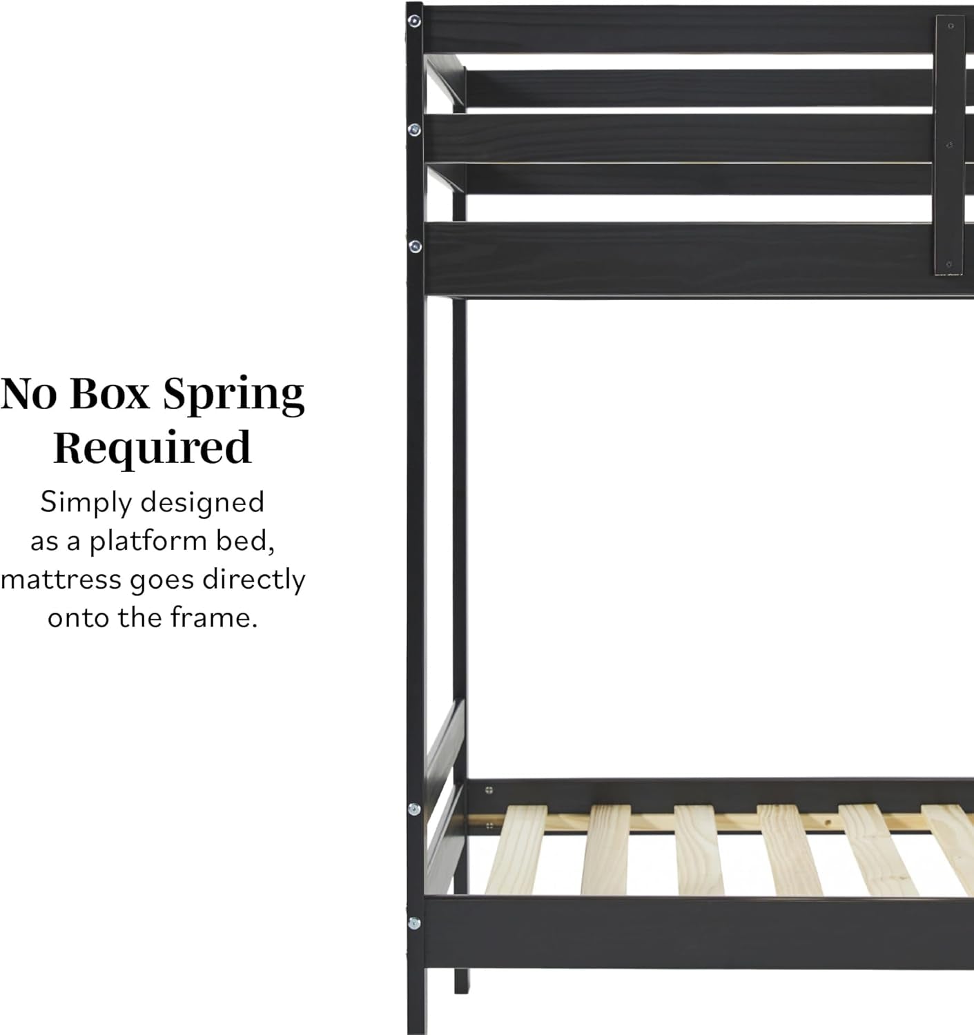 Modern Twin-Size Children'S Bed Frame Bedroom, Twin-Size, Black-4