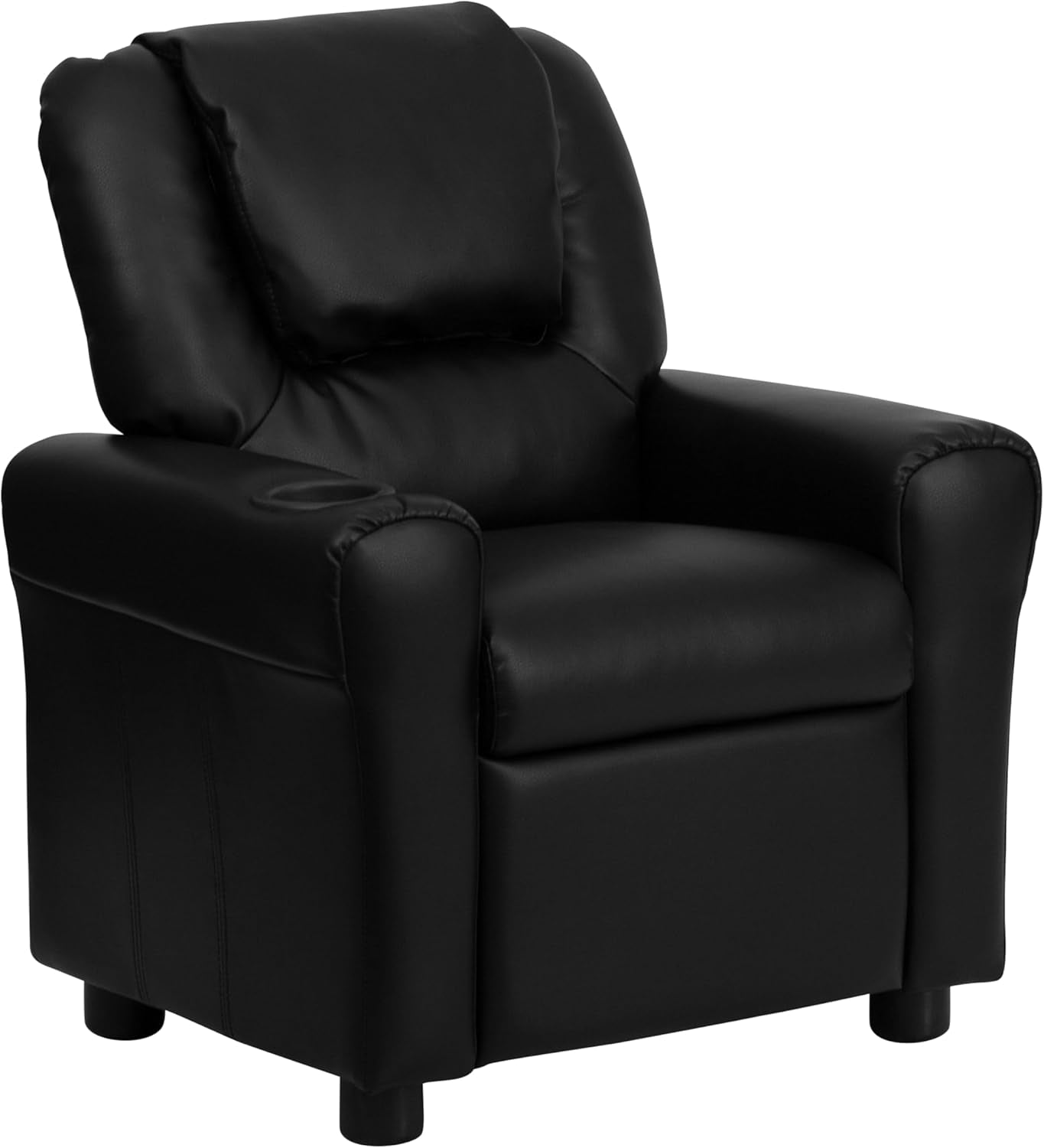 Vana Leathersoft Kids Recliner with Cup Holder, Headrest, and Safety Recline, Contemporary Reclining Chair for Kids, Supports up to 90 Lbs., Black-0