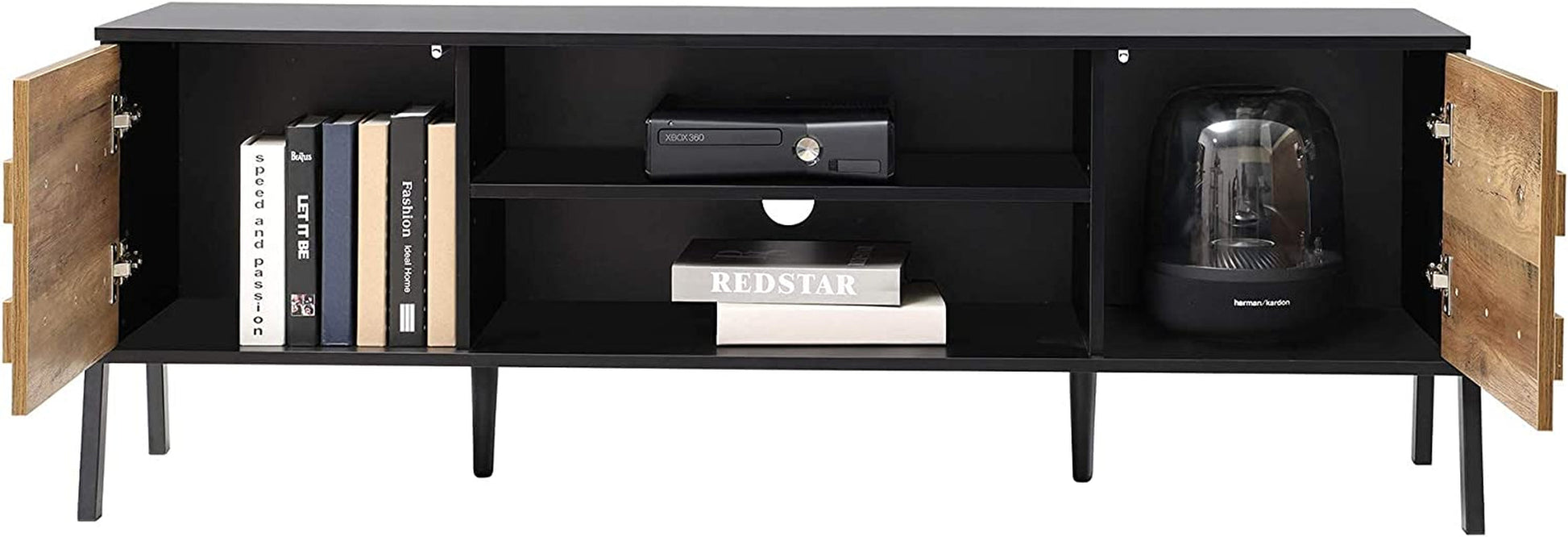 Black and Oak TV Stand for 65 Inch Flat Screen-1