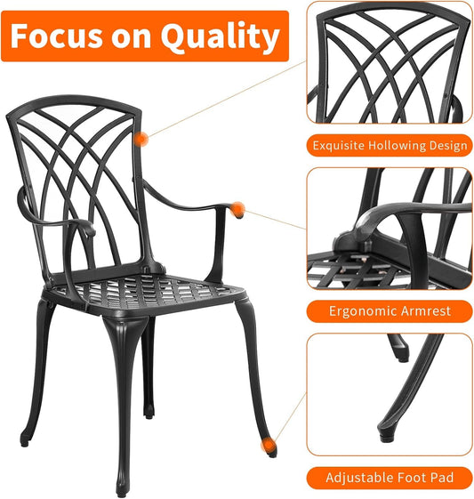 Outdoor 3 Piece Bistro Set Cast Aluminum Bistro Table and Chairs Set of 2, All Weather Bistro Patio Set, Patio Furniture for Garden Black-1