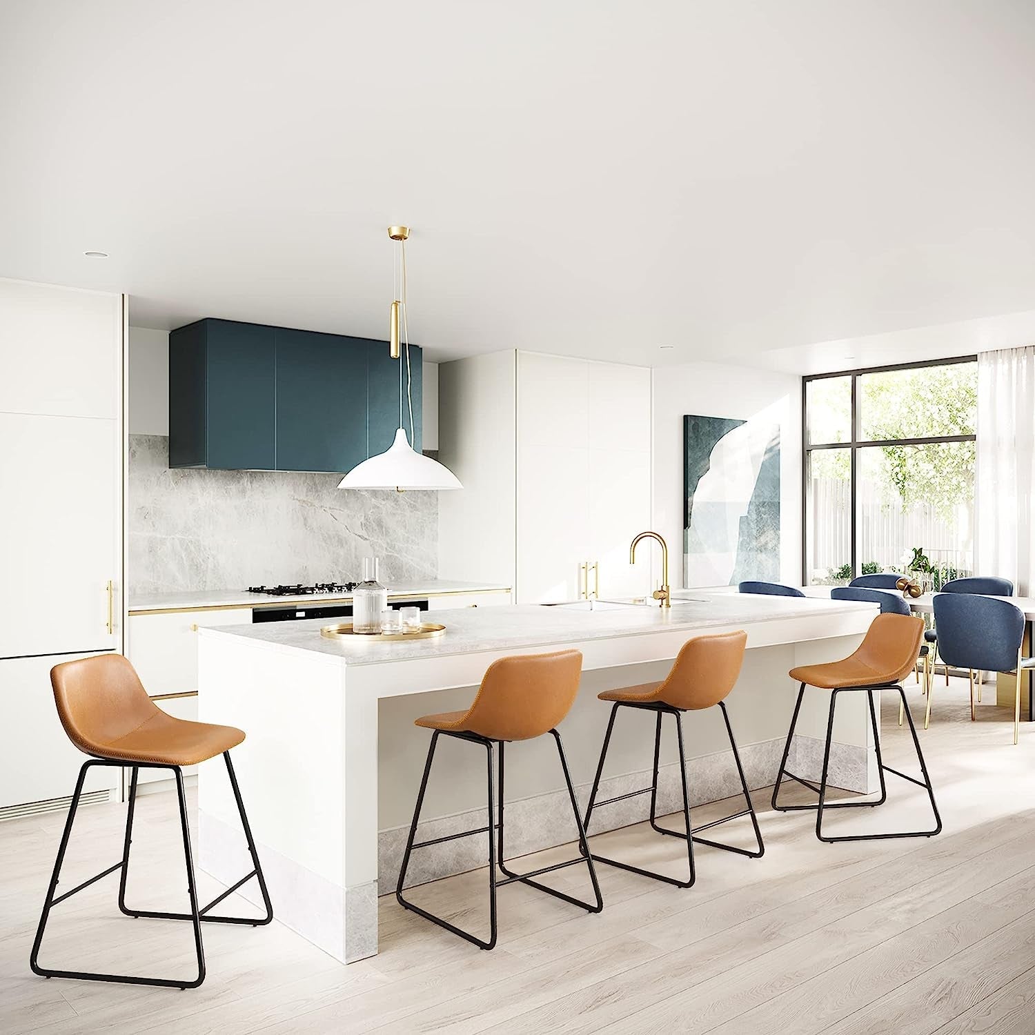 Alexander Industrial Faux Leather Bar Stools (Set/4)-3