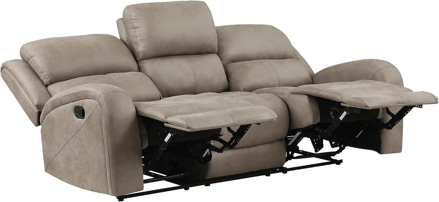 Recliner Couch, Wall Hugger Sofa Recliners, Home Theater Seating Dual Reclining Couch, Manual Recliner Couches for Living Room, Bedroom, Office, Apartment, 84.5'' Sofa Recliner, Brown-0