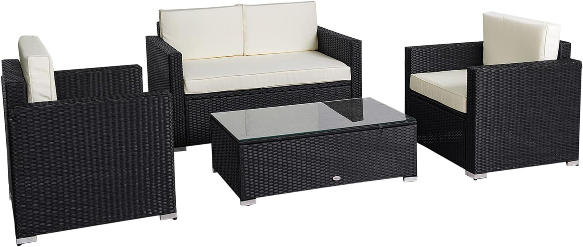 White Wicker 4-Piece Patio Sectional Sofa Set-1