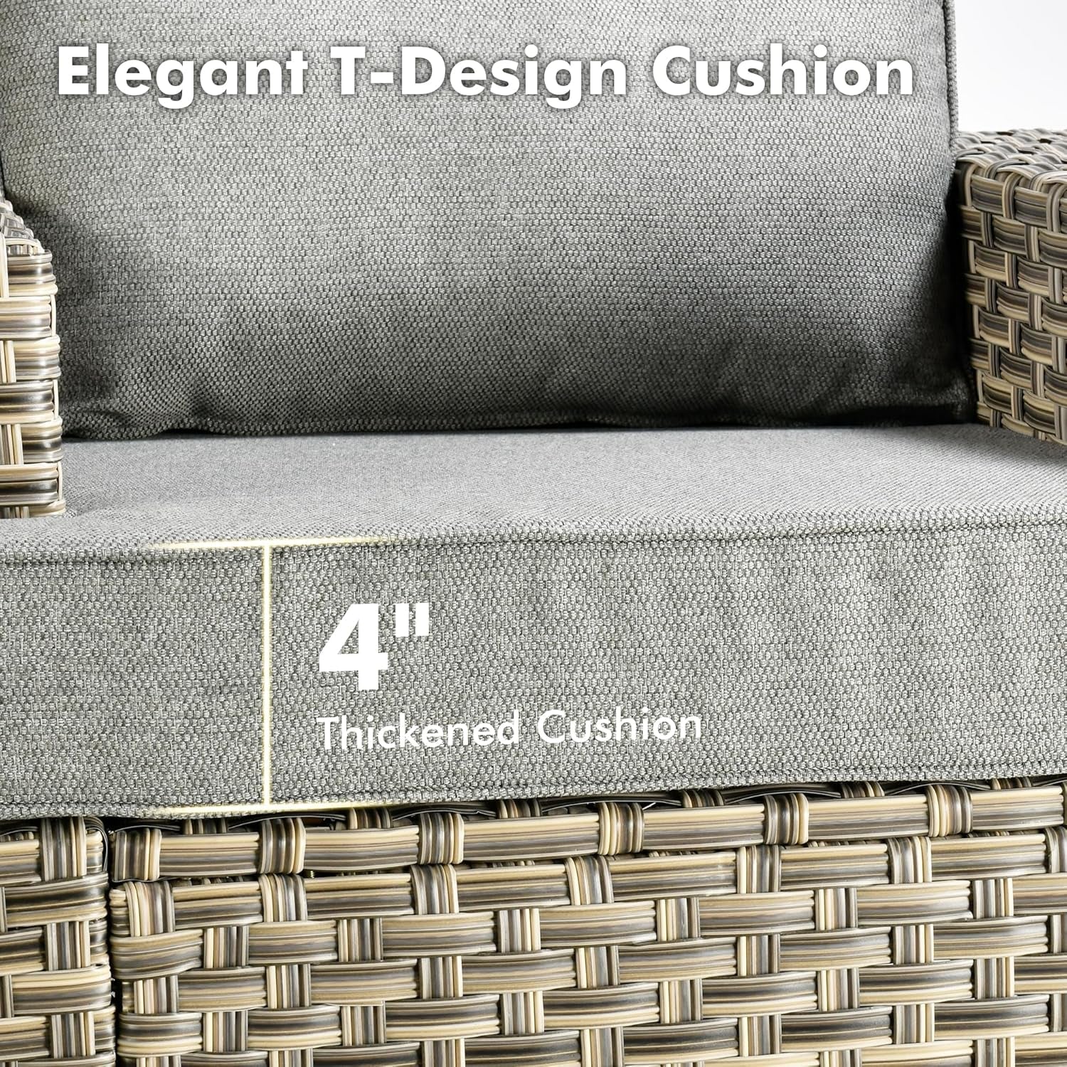 WEAXTY 6 Pieces Wicker Patio Furniture,Outdoor Sectional Furniture Set with Cushions and Luminous Coffee Table,All-Weather Conversation Sets Patio Furniture(Dark Gray)-4