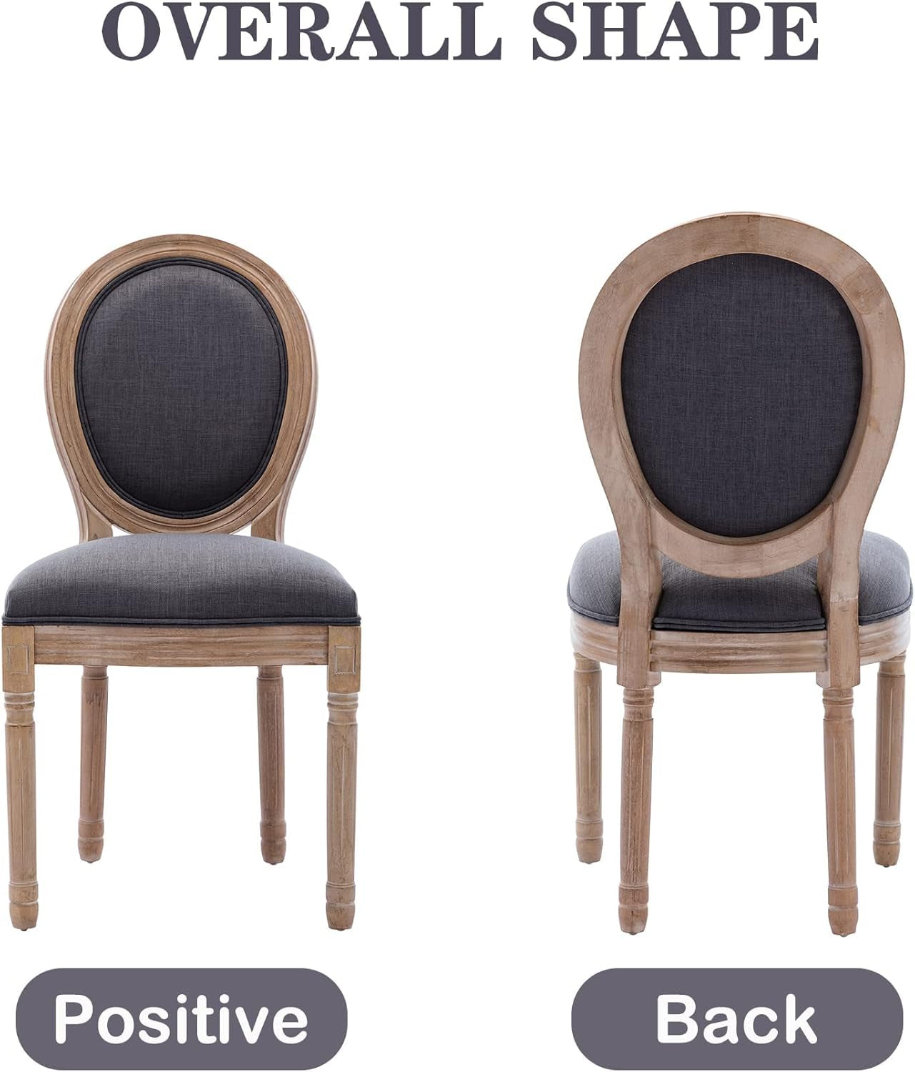 French Country Dining Chairs Set of 4, Farmhouse Dining Chairs, Wood round Back Dining Room Chair, for Dining Room/Living Room/Bedroom-4