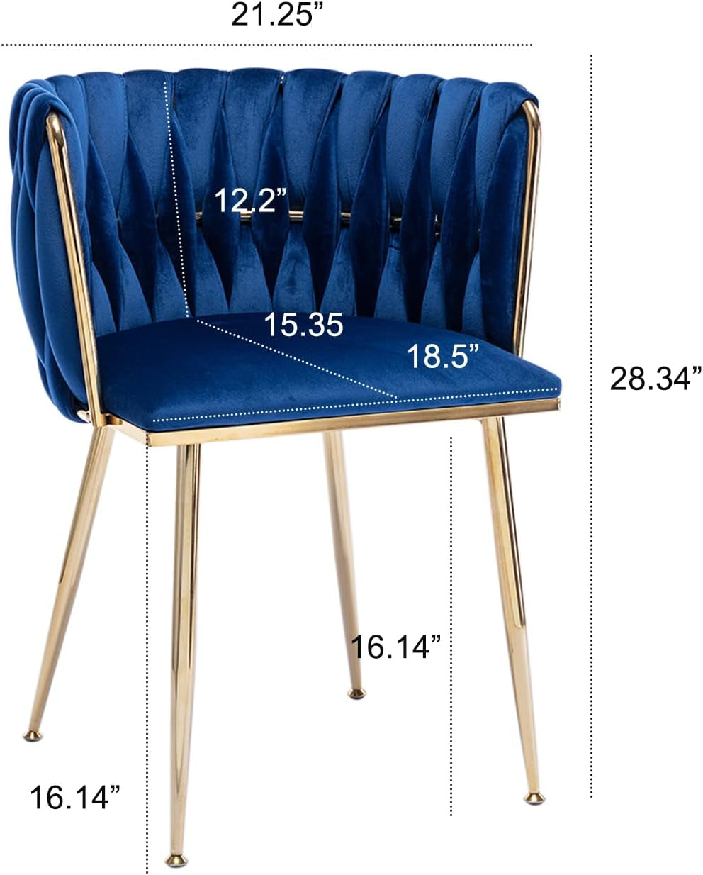 Velvet Dining Chairs Set of 4, Modern Dining Chair with Gold Metal Legs, Luxury Tufted Dining Chairs for Dining Room, Bedroom, Kitchen (Blue)-1