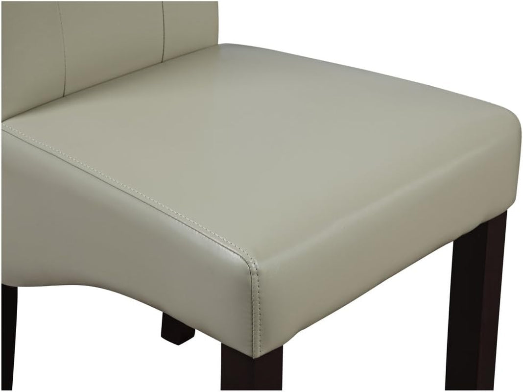 Cosmopolitan Parson Dining Chair (Set of 2), Satin Cream Faux Leather and SOLID WOOD, Square, Upholstered, for the Dining Room, Contemporary Modern-4