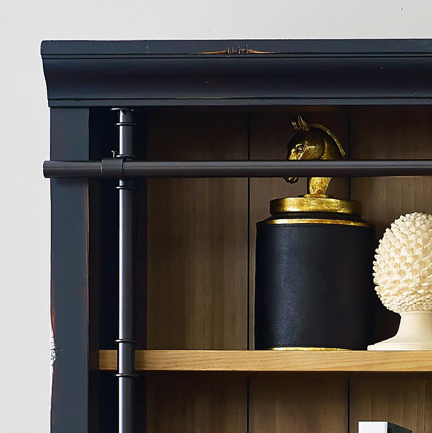 8' Tall Bookcase Wall with Ladder, Storage Organizer, Display Shelf for Office, Black-3