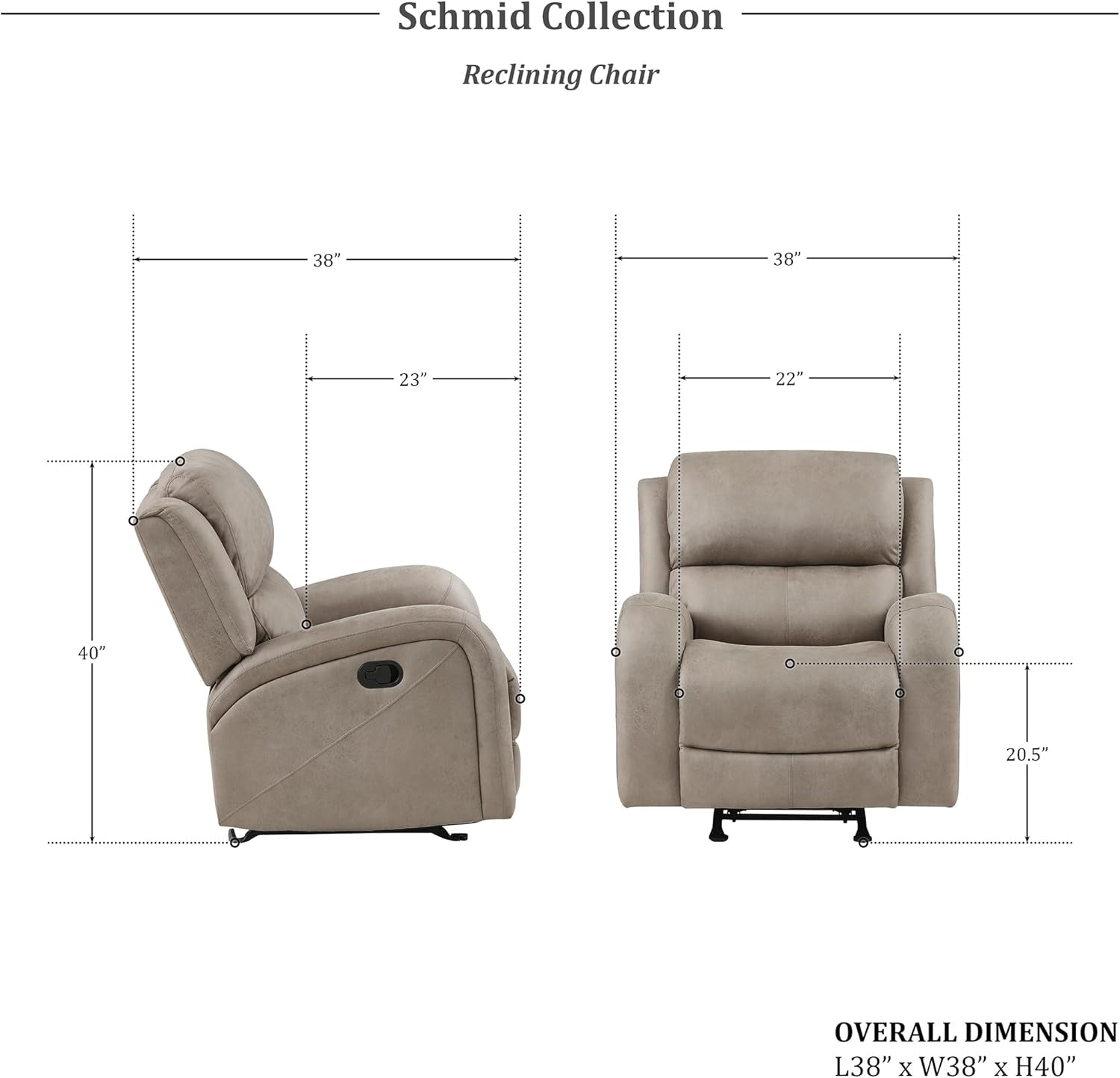 Schmid 3-Piece Polished Microfiber Manual Reclining Sofa Set, Brown-1