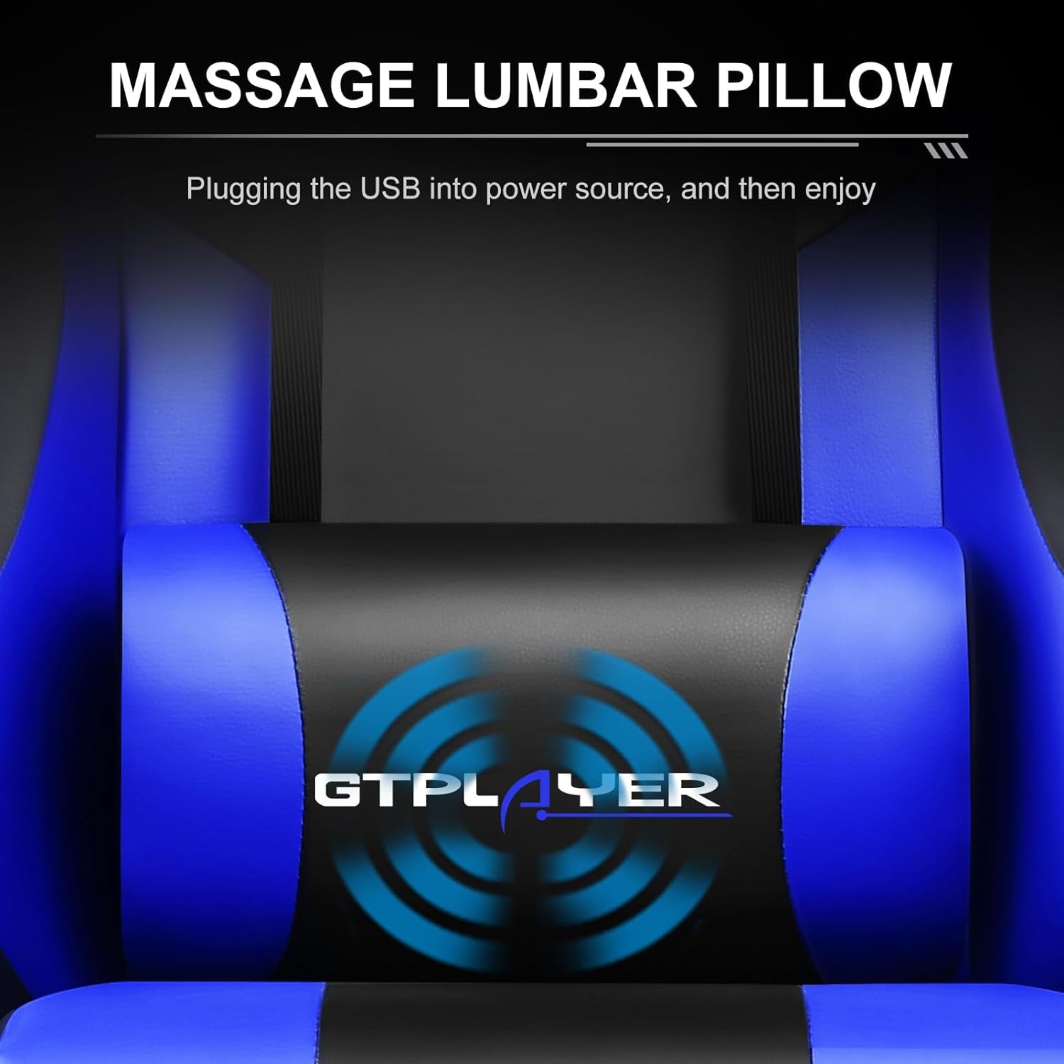 Gaming Chair, Computer Chair with Footrest and Lumbar Support, Height Adjustable Game Chair with 360°-Swivel Seat and Headrest and for Office or Gaming ((Blue)-4