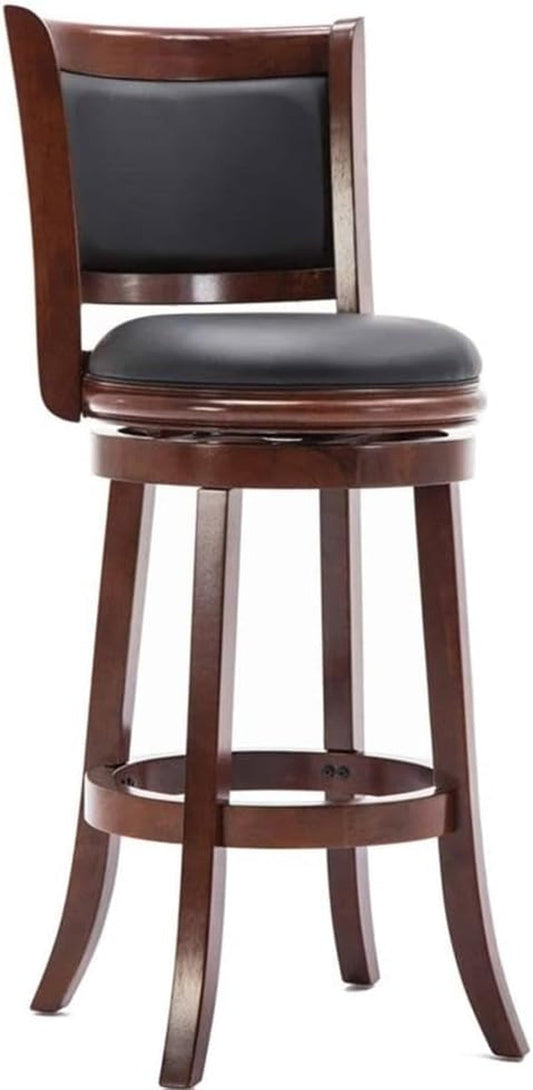 Augusta Bar Height Swivel Kitchen Bar Stool - Black/Cherry-0