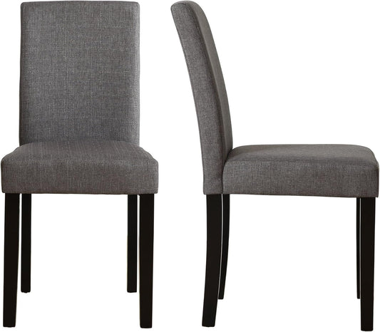 Set of 2 Modern Fabric Upholstered Dining Chairs Elegant Design Dining Room Chairs (Gray Set of 2)-0