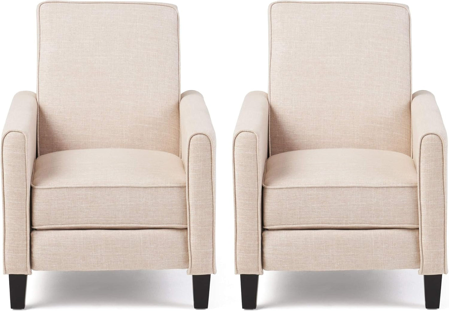 Emmie Fabric Recliner (Set of 2), Beige, Dark Brown-0