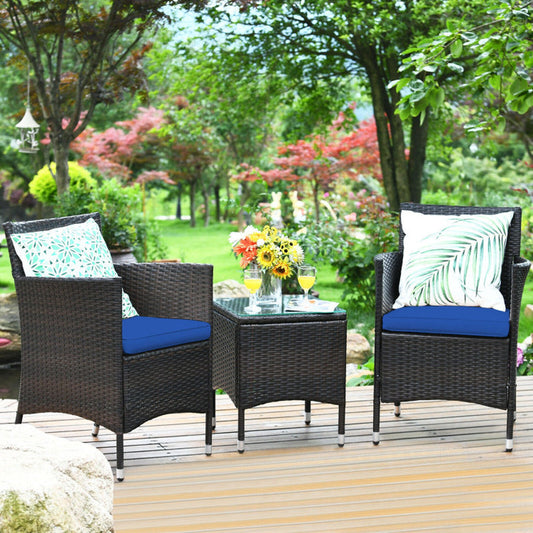 3 Pieces Ergonomic Wicker Patio Conversation Set-0