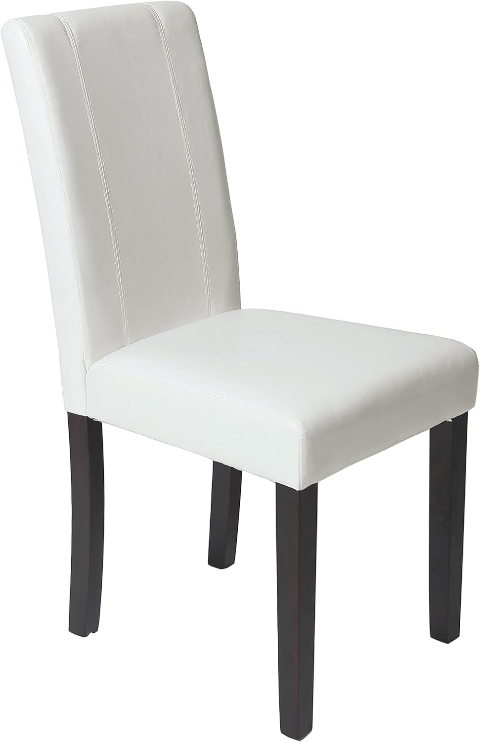 Urban Style Solid Wood Leatherette Padded Parson Chair, Off-White, Set of 2-0