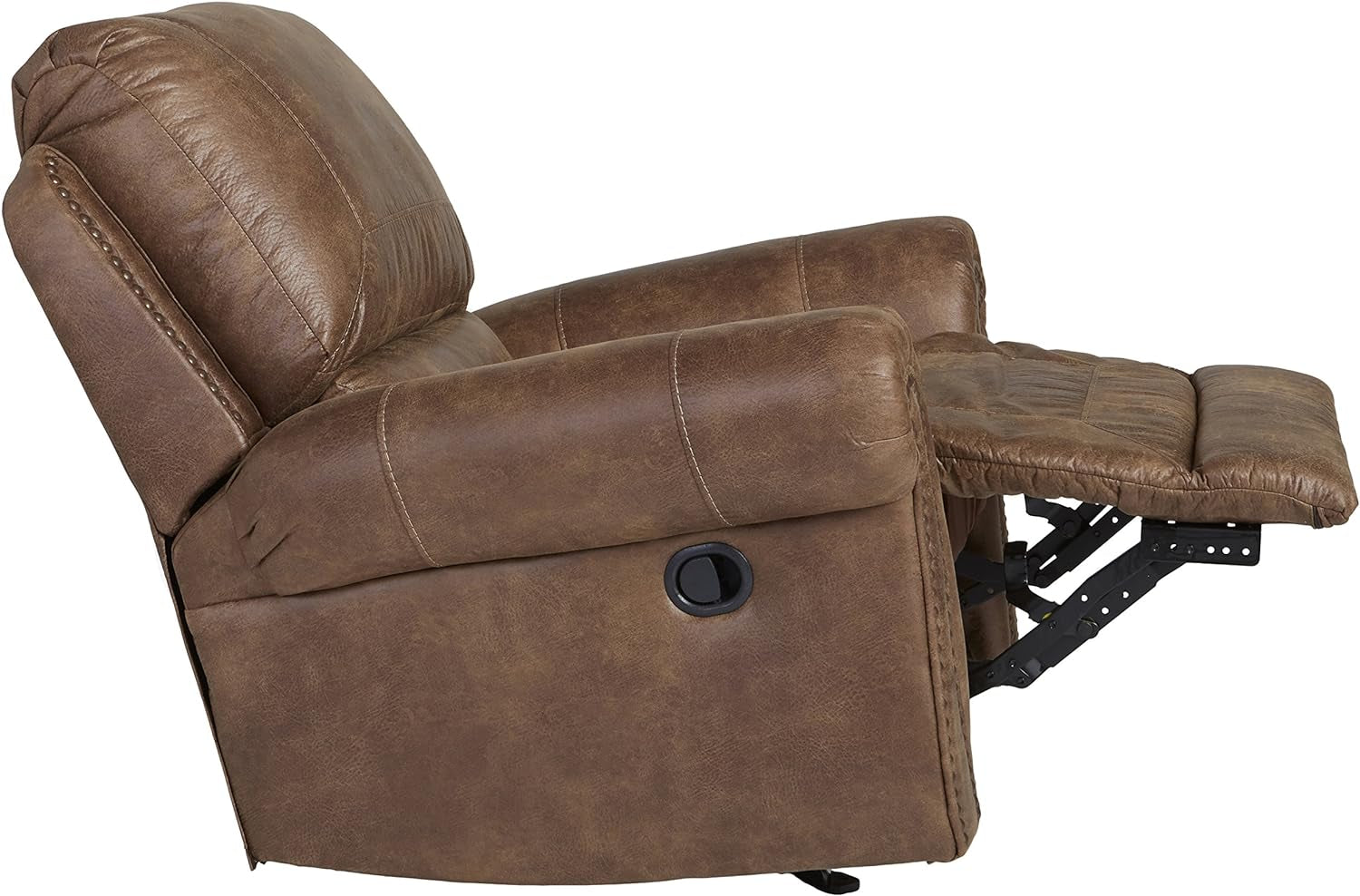Larkinhurst Faux Leather Manual Rocker Recliner with Nailhead Trim, Brown-3