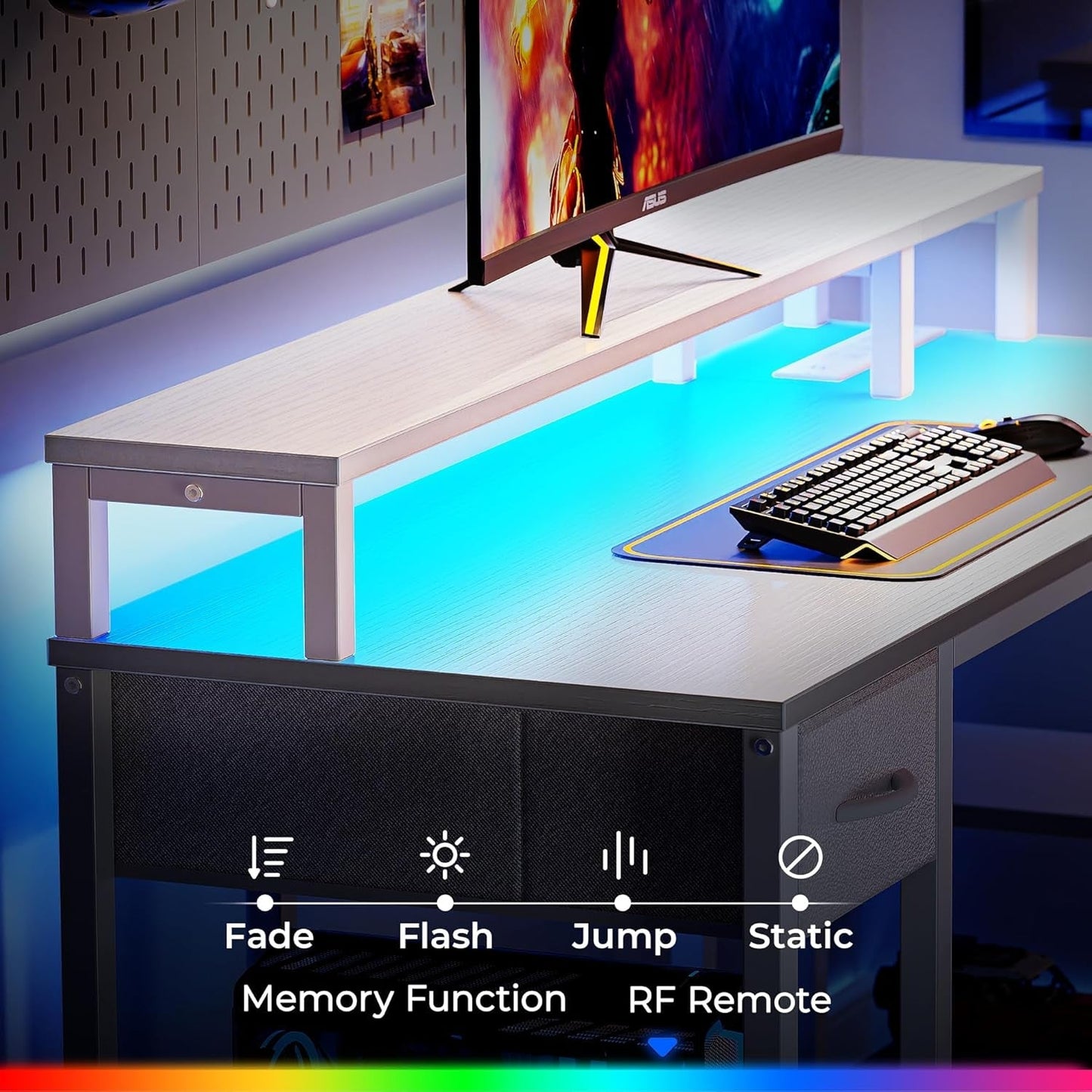 47" White L Desk LED Power Drawer-3