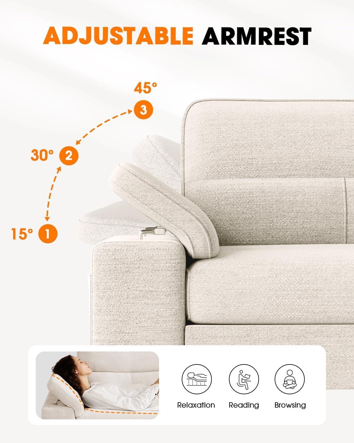 Beige Loveseat with Removable Cover (71.25")-2