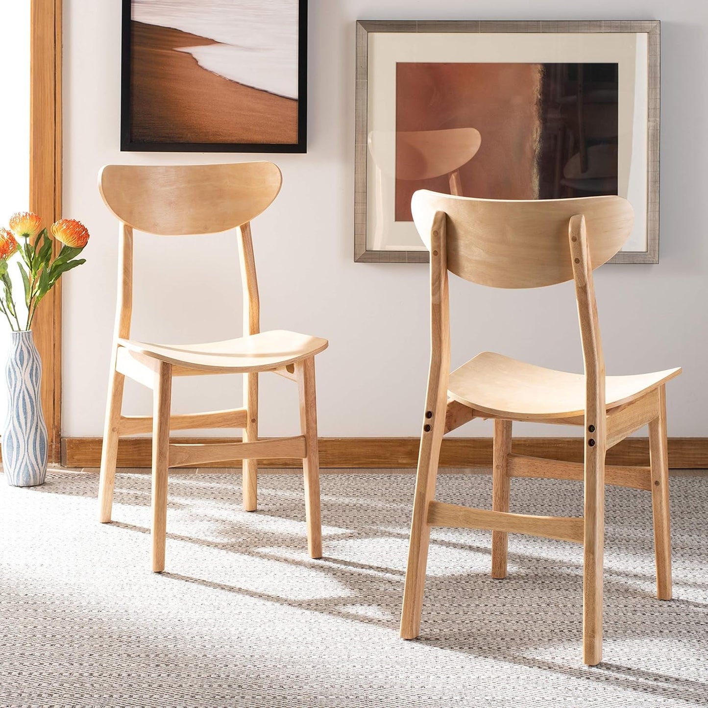 Home Lucca Retro Natural Dining Chair, Set of 2, Wood-0