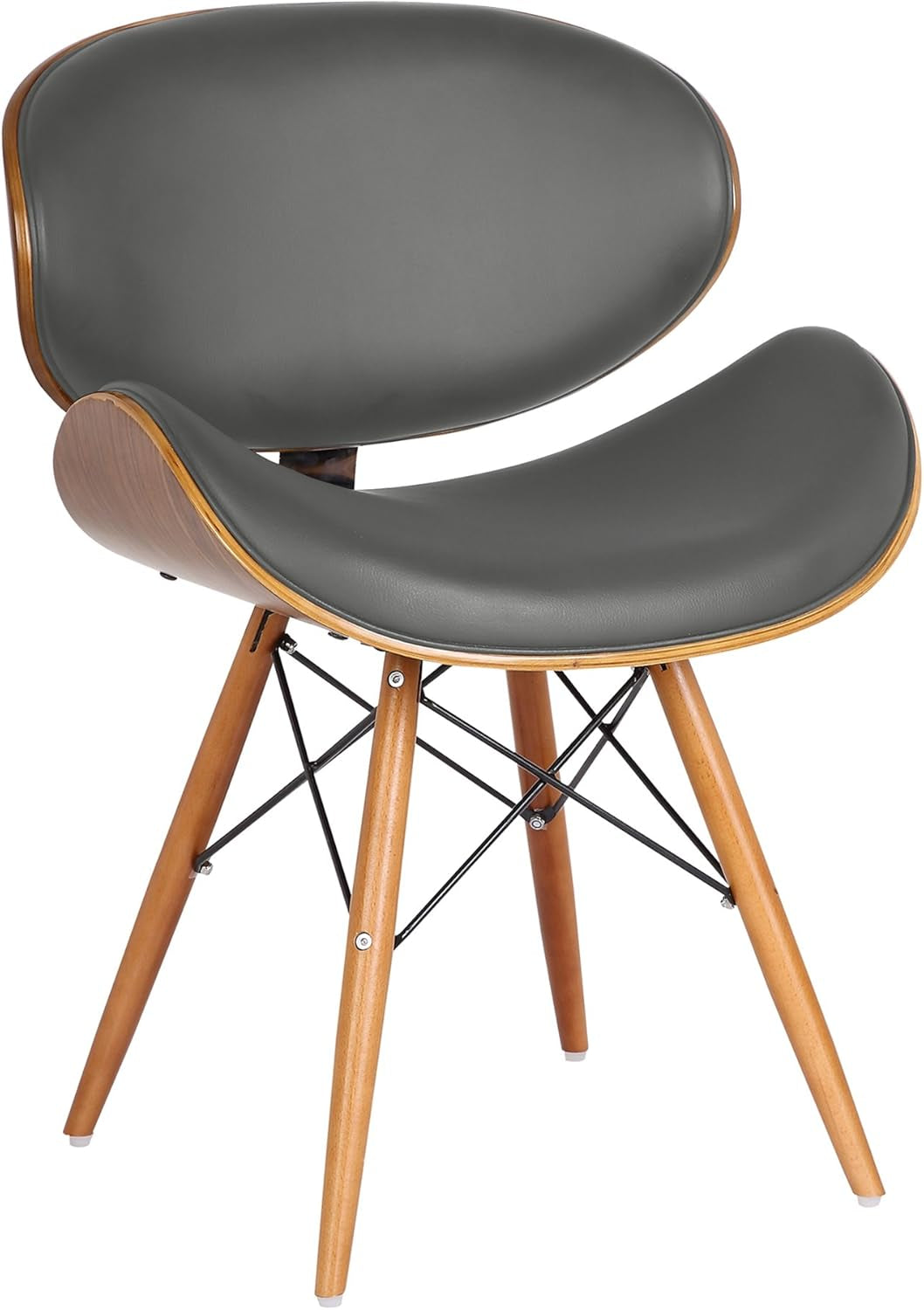Cassie Dining Chair in Grey Faux Leather and Walnut Wood Finish, Gray/Walnut Finish, 20D X 21W X 31H In-0