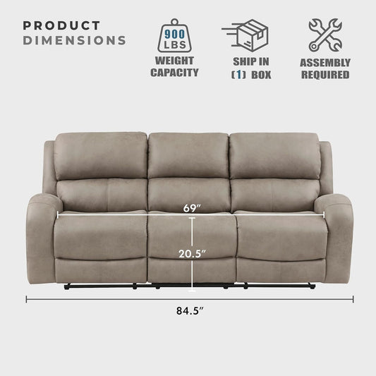 Recliner Couch, Wall Hugger Sofa Recliners, Home Theater Seating Dual Reclining Couch, Manual Recliner Couches for Living Room, Bedroom, Office, Apartment, 84.5'' Sofa Recliner, Brown-1