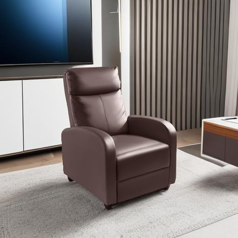 Recliner Chair, Recliner Sofa for Adults, Recliners Home Theater Seating with Lumbar Support, Reclining Sofa Chair for Living Room (Leather, Brown)-0