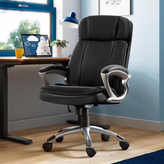 Fairbanks Big and Tall High Back Executive Office Ergonomic Gaming Computer Chair with Layered Body Pillows, Contoured Lumbar Zone, Black-1
