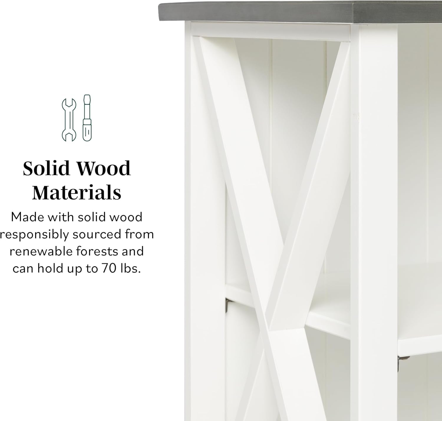 2 Tier Modern Farmhouse Wood Bookcase Bookshelf Storage Home Office Storage Cabinet, 52 Inch, White-3