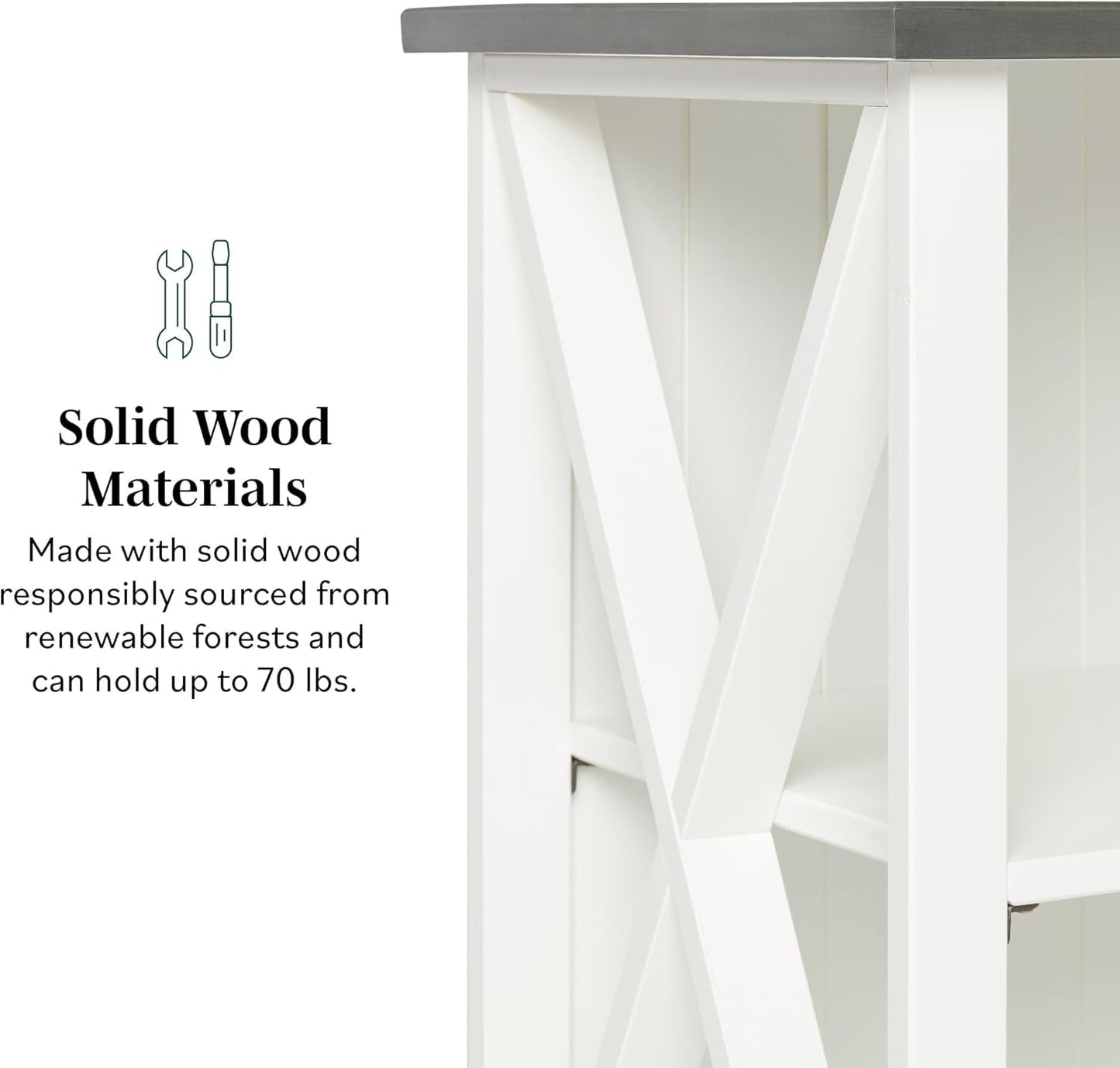 2 Tier Modern Farmhouse Wood Bookcase Bookshelf Storage Home Office Storage Cabinet, 52 Inch, Black-3