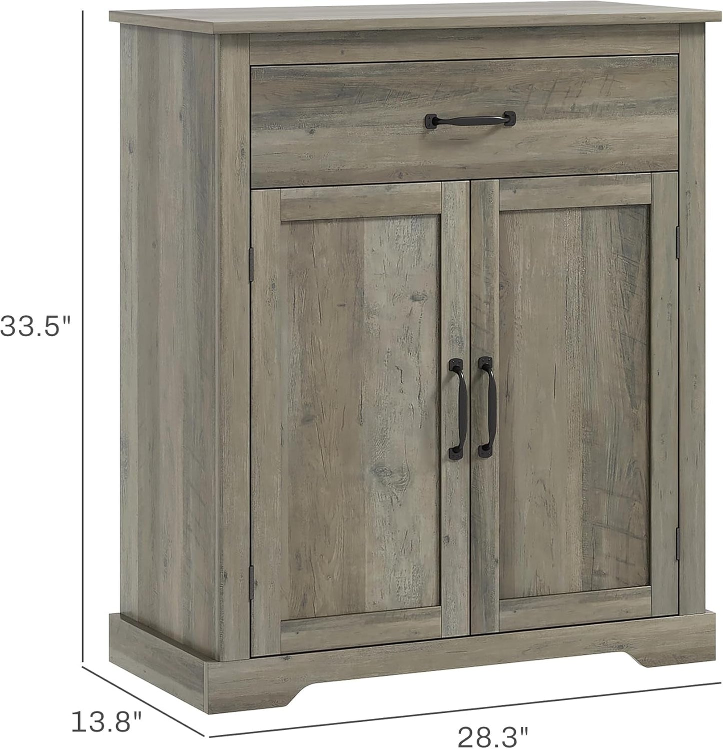 Gray Farmhouse Sideboard Buffet Cabinet with Drawer Shelf-2