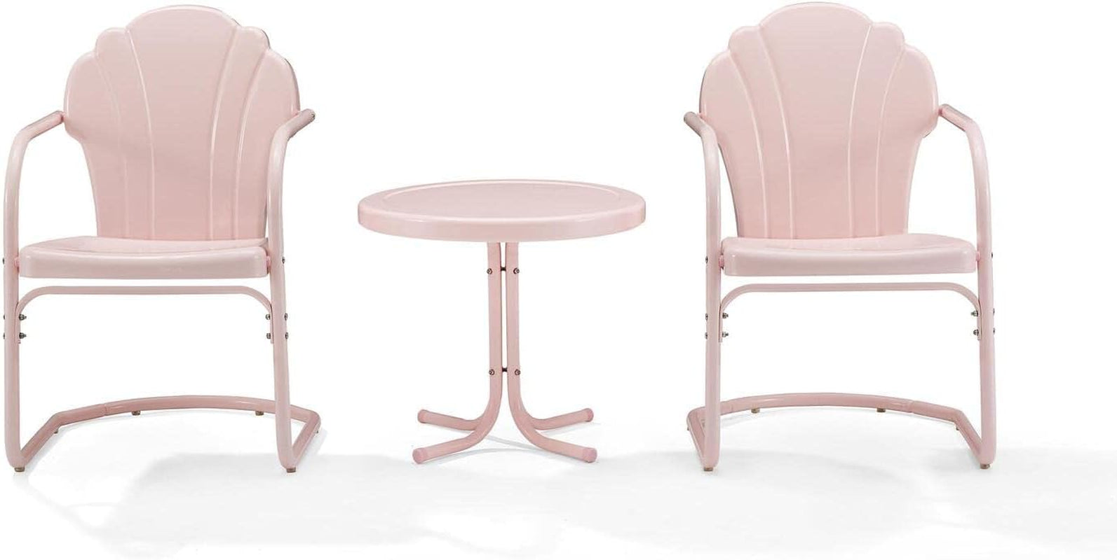 Pink Metal Outdoor Bistro Set: Table & 2 Chairs-2