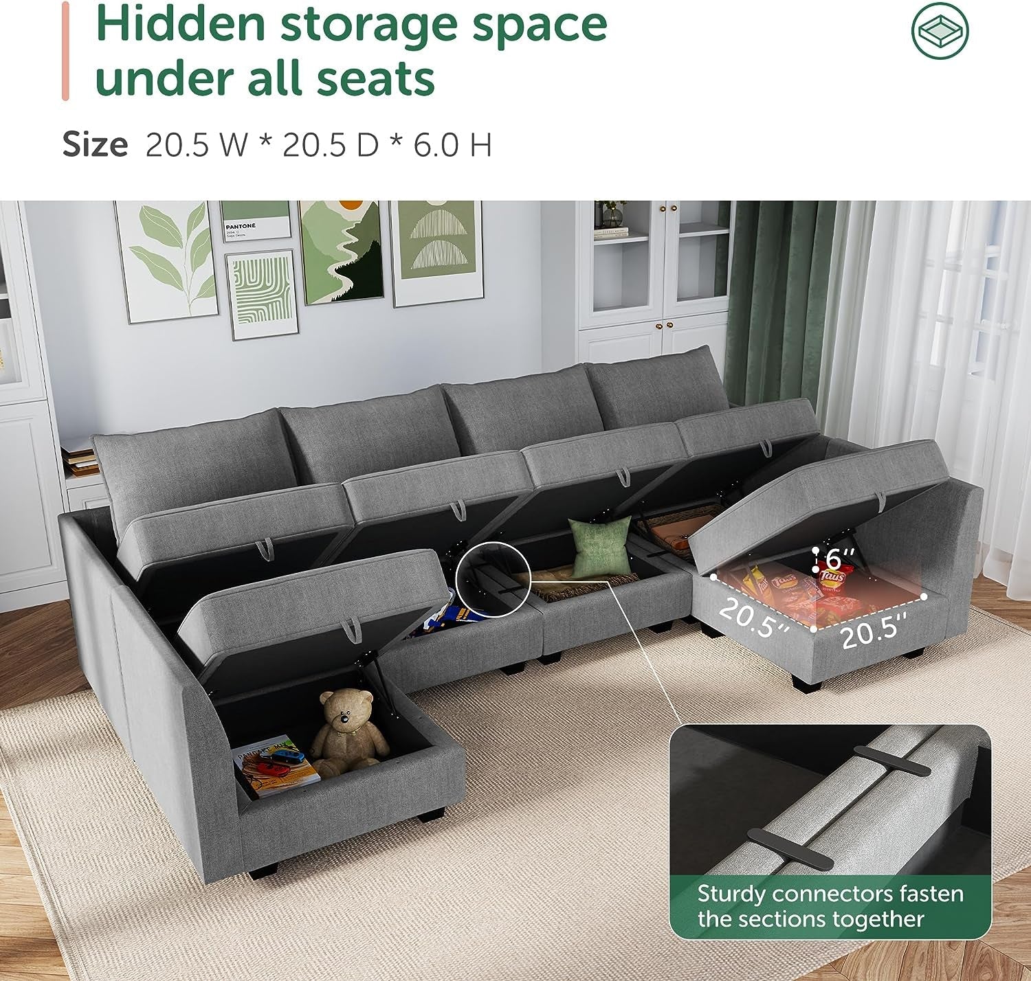 Oversized Modular U-Shaped Sectional Sofa with Storage-3