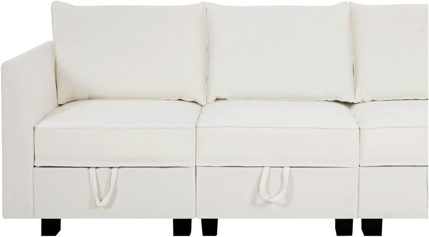 Elizabeth Modern Linen Living Room Furniture Sets - 3 Pieces Sofa, Loveseat and Armchair - Muebles Para La Sala Juegos Living Room Set - Modular Sofa Sectional Couch Set - White-3