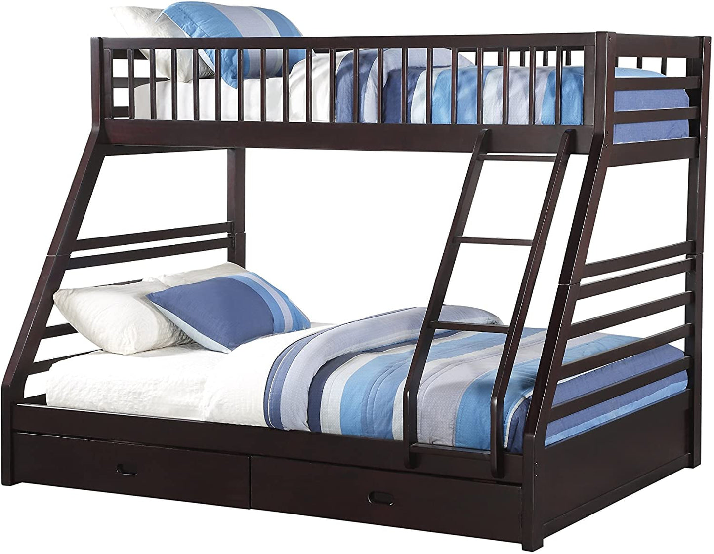 XL Twin/Queen Bunk Bed with Drawers, Espresso-1