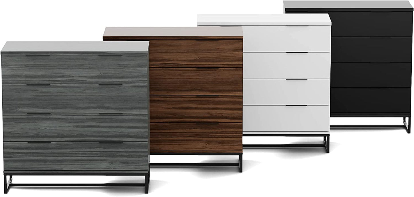 Black Modern 4-Drawer Dresser Storage Chest-2