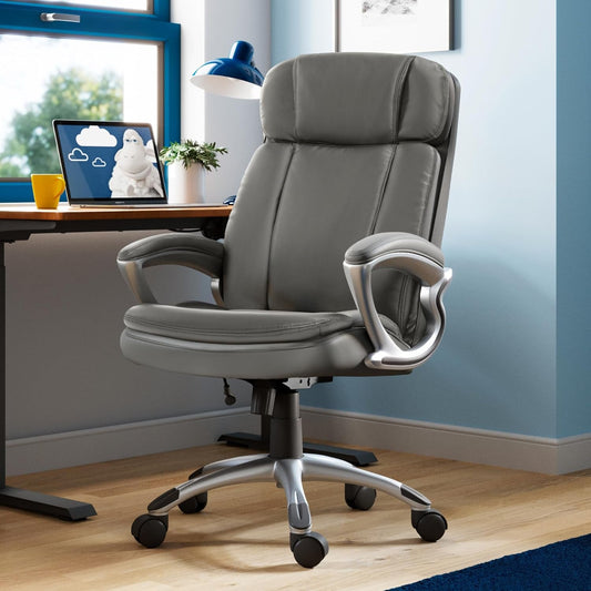 Fairbanks Big and Tall High Back Executive Office Chair, Ergonomic Gaming Computer Chair with Layered Body Pillows, Contoured Lumbar Zone, Gray-1